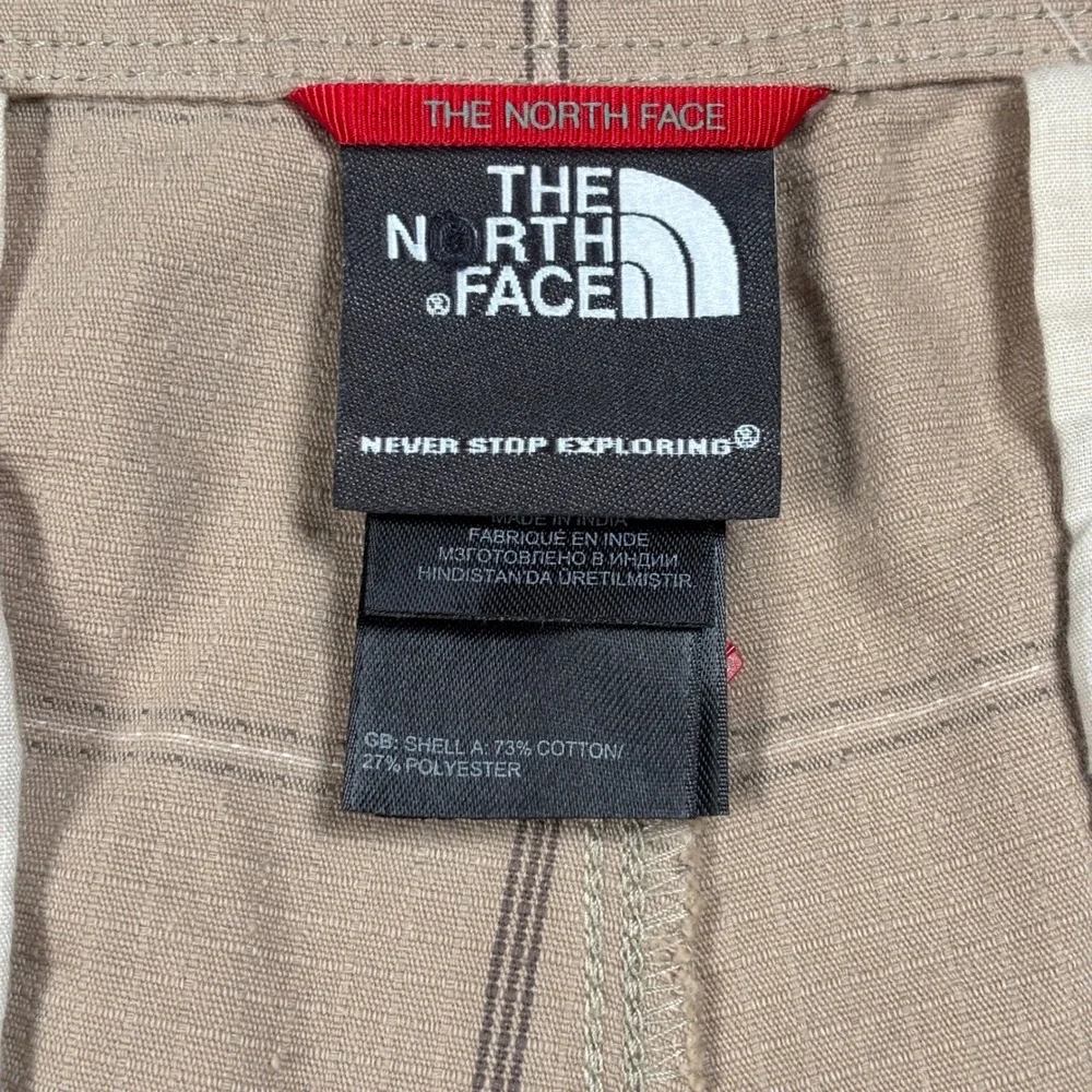 The North Face Cargo Shorts Mens 40 Tan Plaid AXEY Cotton‎ Blend Outdoor Hiking